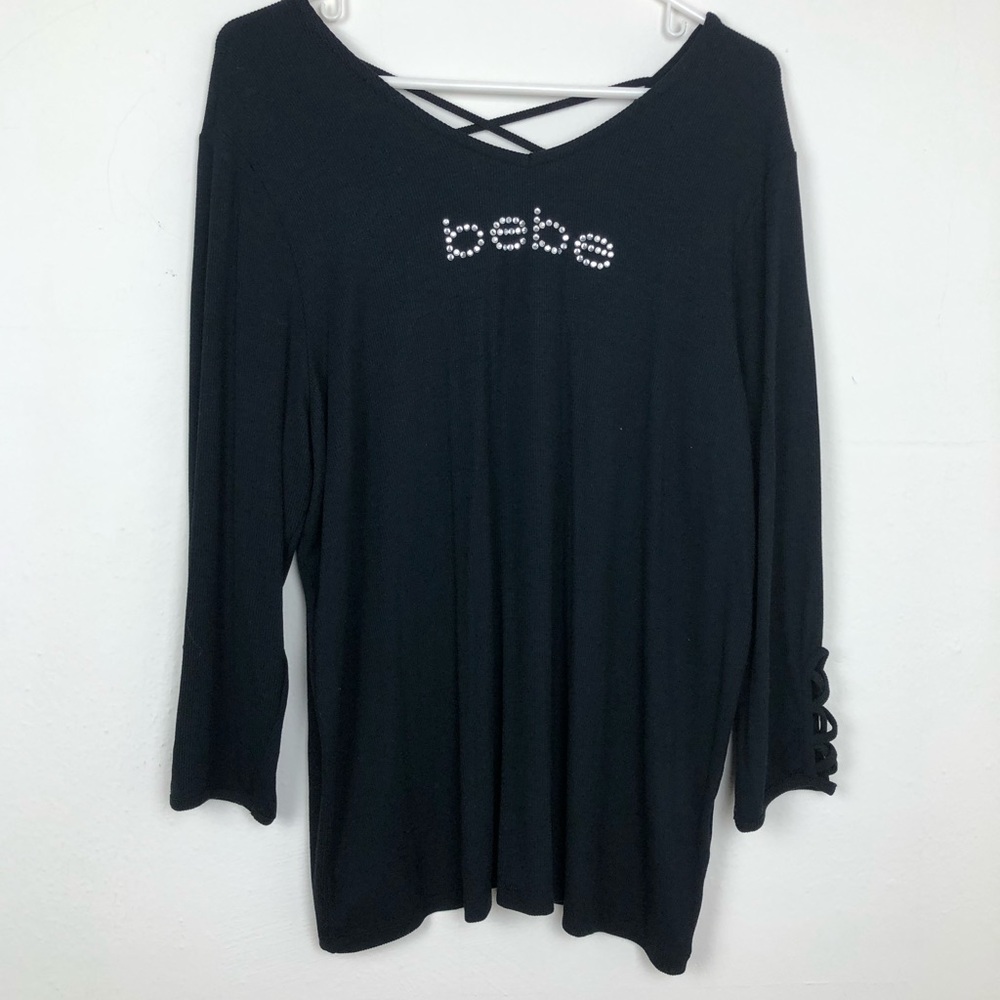 NWT Bebe Bedazzled Long Sleeve Top w/ Fun Details - Picture 1 of 7